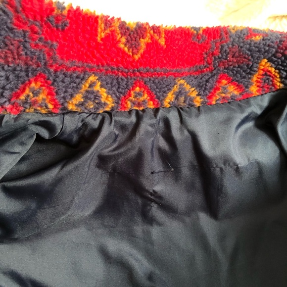 Vintage Irving Nadler fleece jacket - size 11/12 - red blue pattern lined coat - Picture 7 of 14